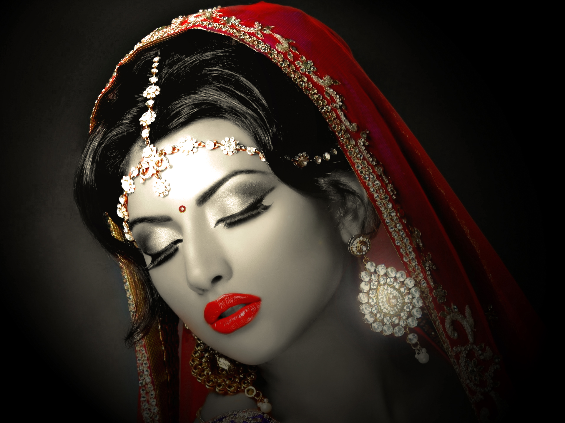 Indian Bride Black Background - HD Wallpaper 