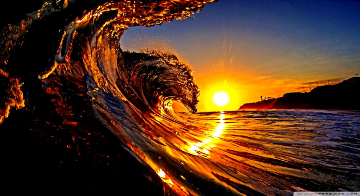 Creative Decoration Relaxing Wallpaper Relax Image - Ocean Waves At Sunset - HD Wallpaper 