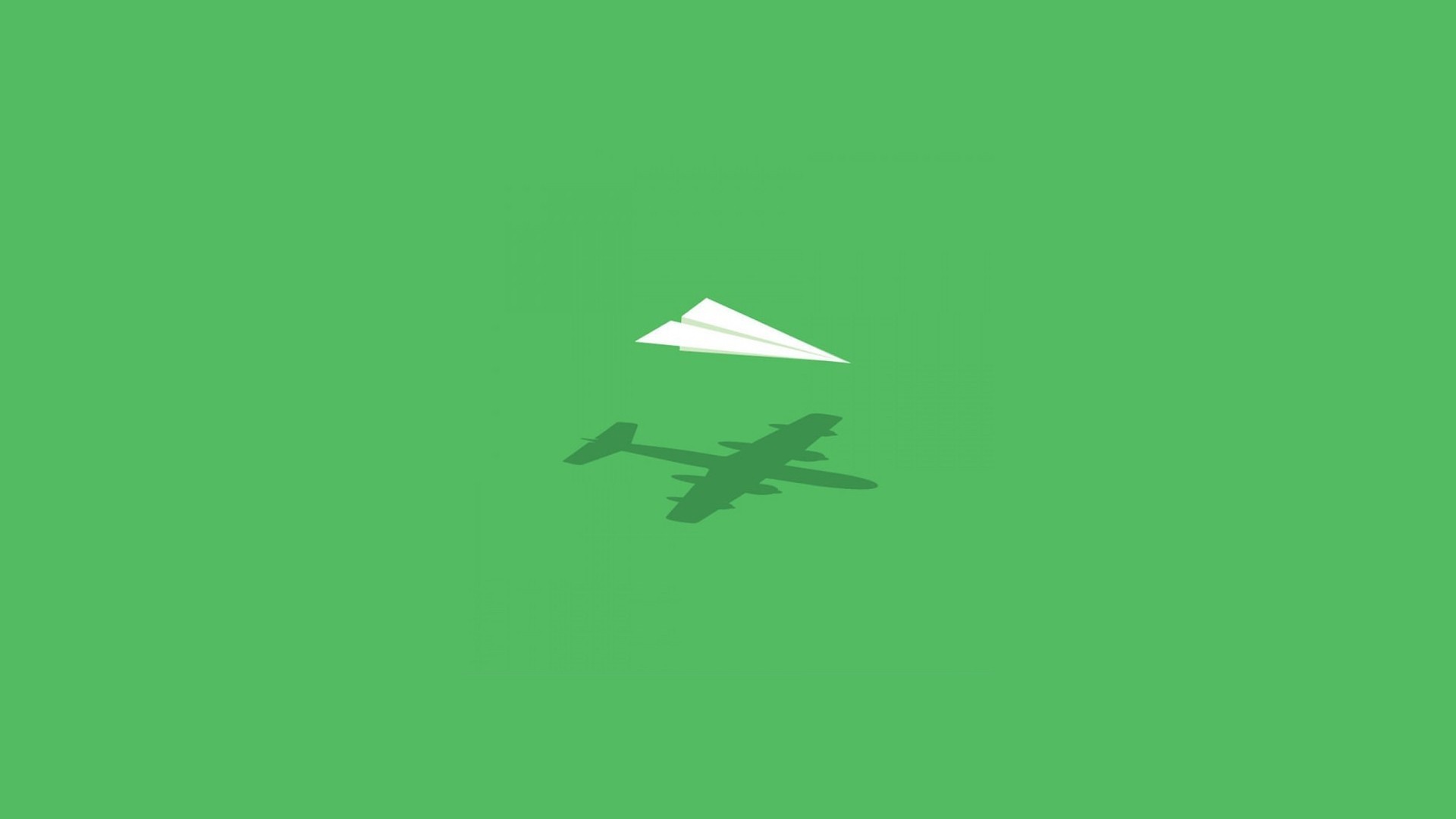 Airplane Silhouette And Paper Art Plane Minimal Hd - Paper Airplane Computer Background - HD Wallpaper 