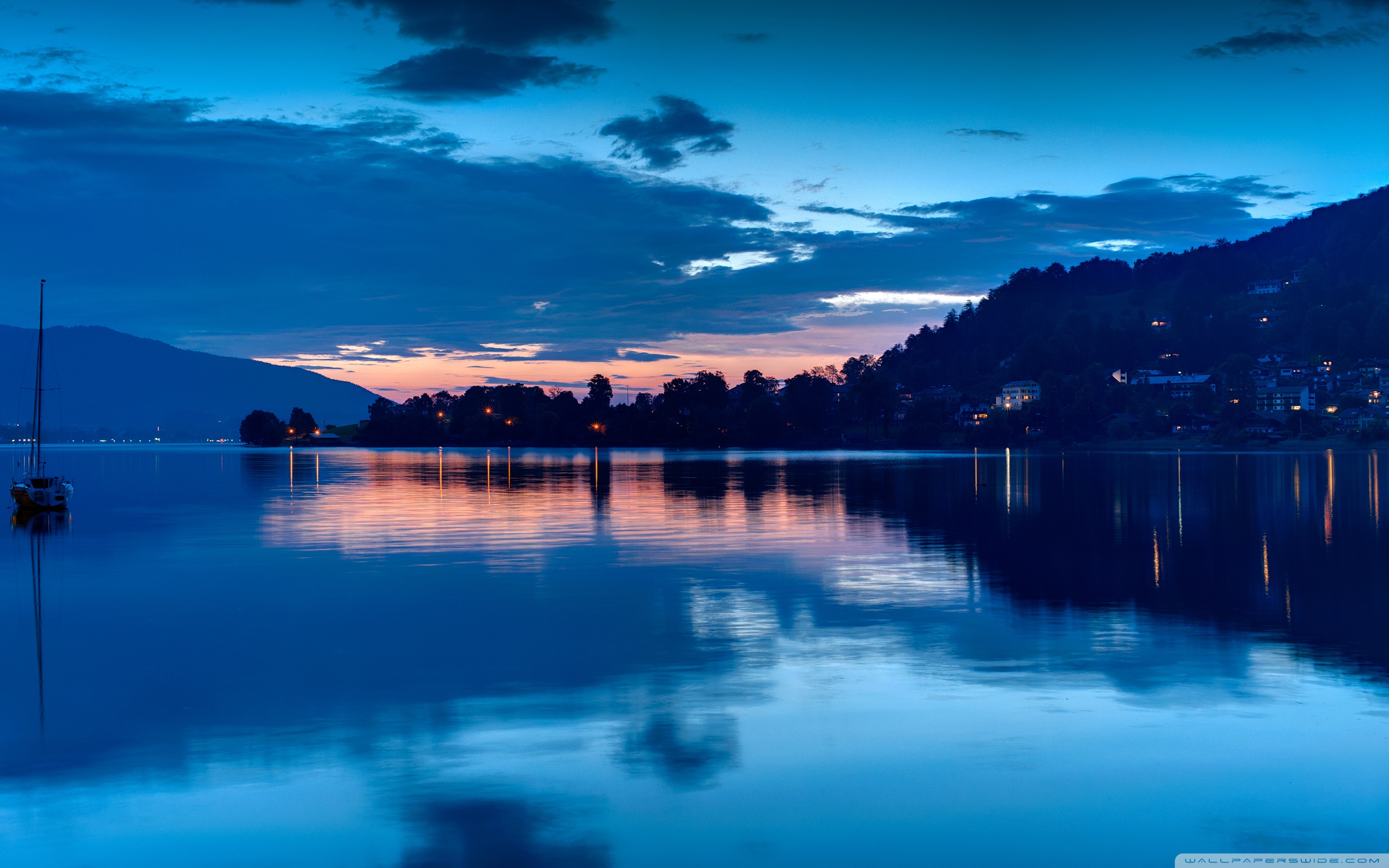 Lake Wallpaper Night - HD Wallpaper 