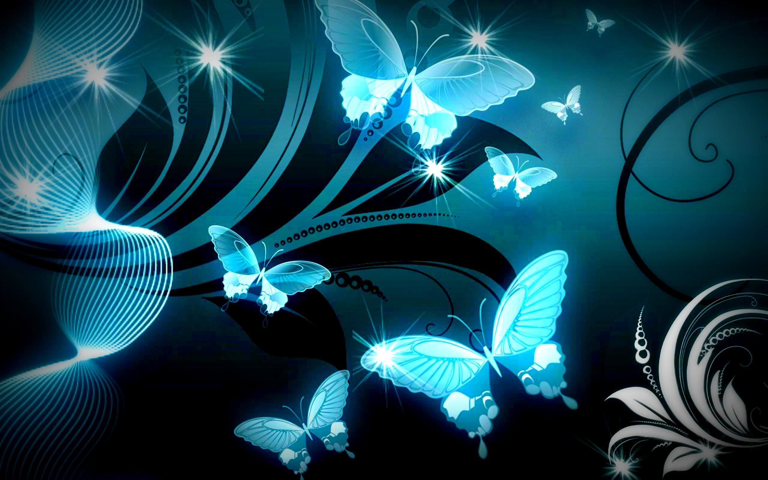 Sparkle Blue Butterflies Wallpaper - Blue Butterfly Wallpaper Hd - HD Wallpaper 