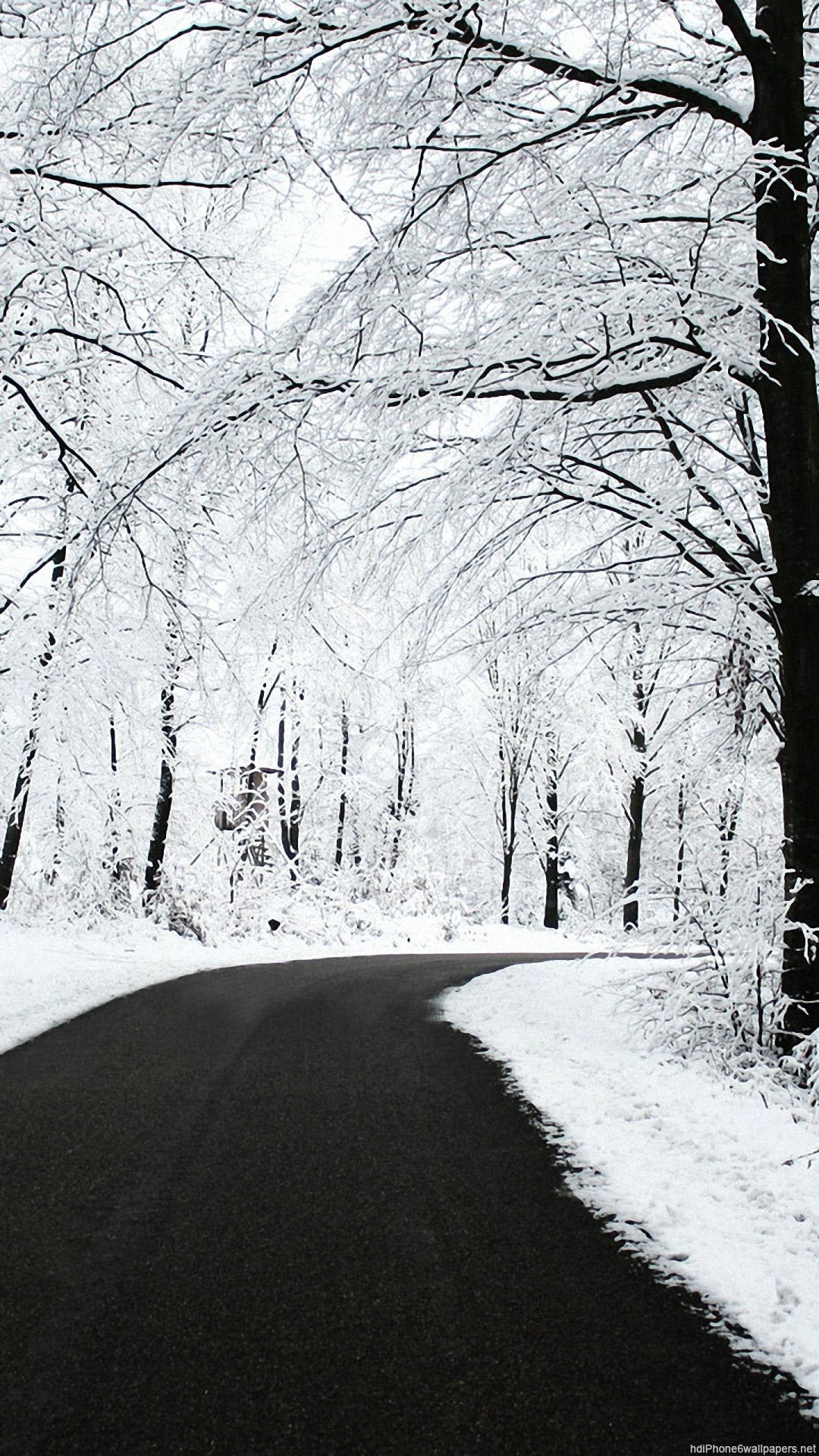 1080x1920, Landscape Mountain Road Asphalt Snow Hdr - Winter Iphone Wallpaper Hd - HD Wallpaper 