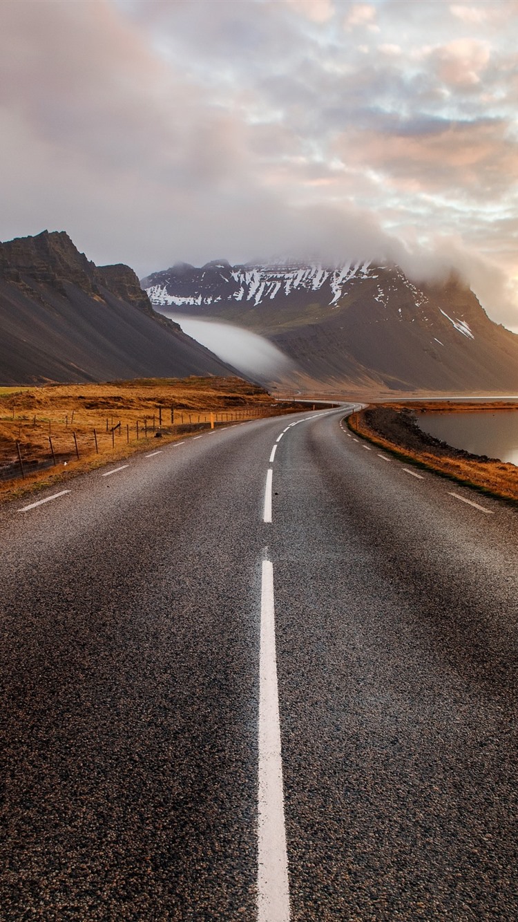 Iphone Wallpaper Iceland, Mountains, Road, Clouds, - Freeway - HD Wallpaper 