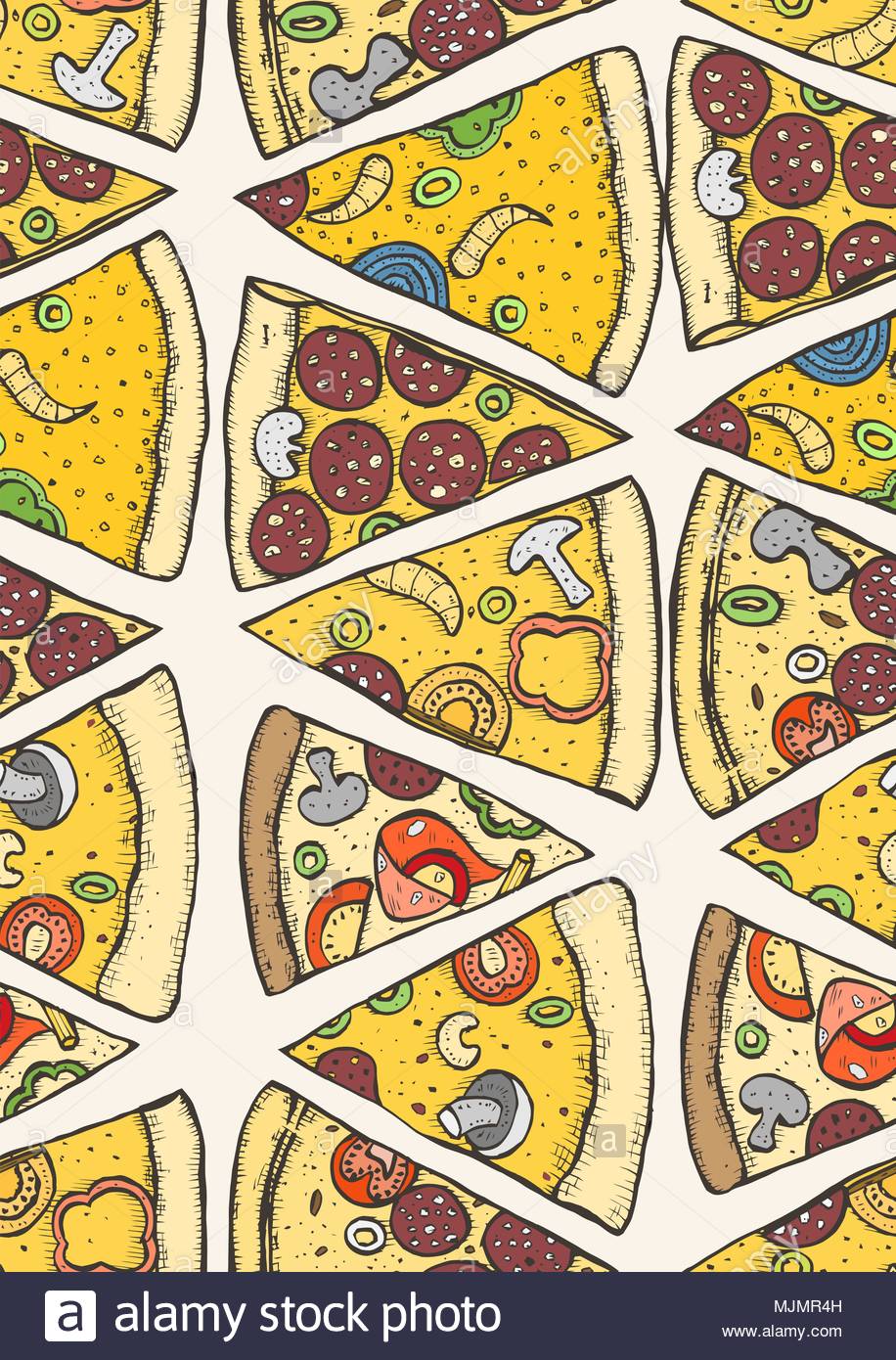 Pizza Slice Seamless Pattern - Illustration - 916x1390 Wallpaper 