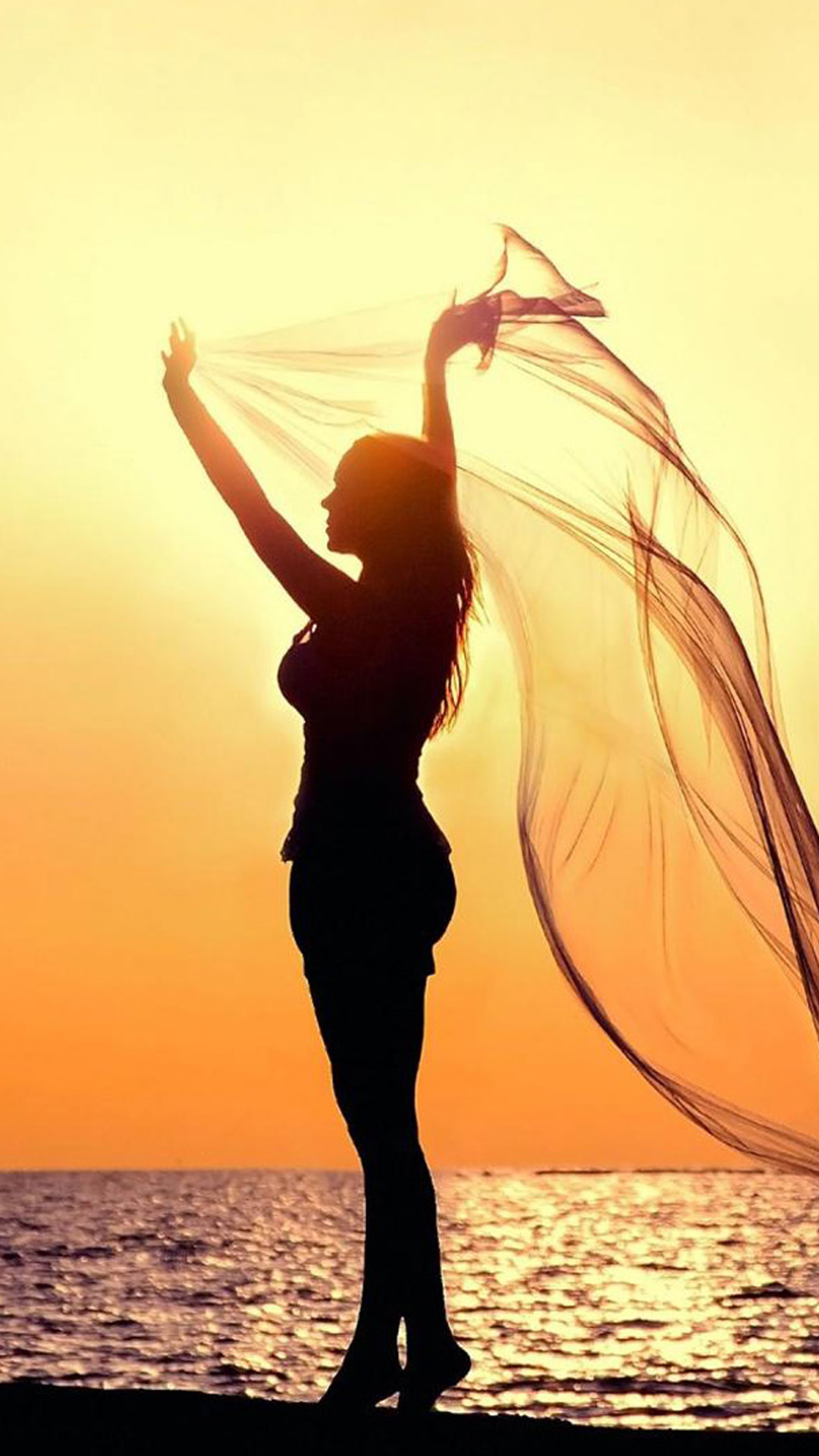 Sunset Beach Girl Android Wallpaper - Beach Girl Wallpaper Iphone - HD Wallpaper 