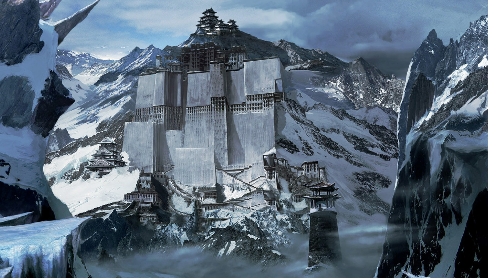 71782 Wallpaper Sergey Musin 01 1600cropped - Fantasy Mountain Castle - HD Wallpaper 