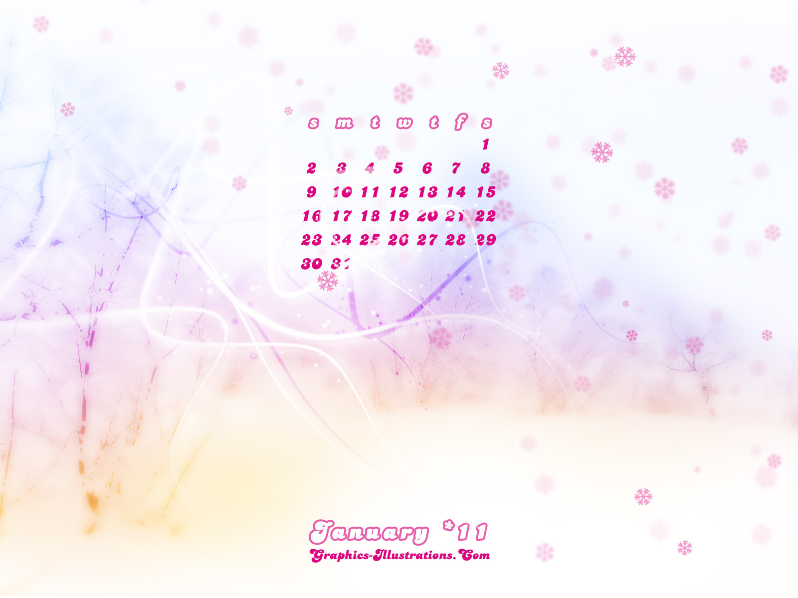 January 2011 Desktop Calendar - HD Wallpaper 