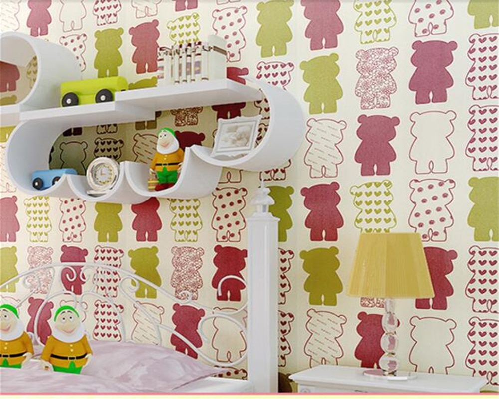 Beibehang Mavi, Pembe Küçük Ayı Çocuk Odası Dekorasyon - Toy Craft Kit - HD Wallpaper 