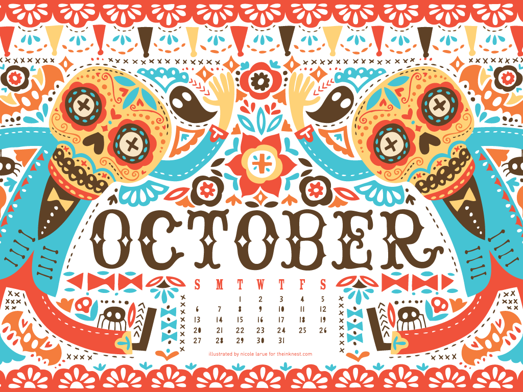 Desktop Png Calendars October Dia De Los Muertos Calendar October