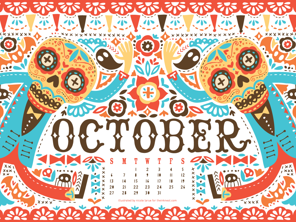 Desktop Png Calendars October - Dia De Los Muertos Calendar October - HD Wallpaper 