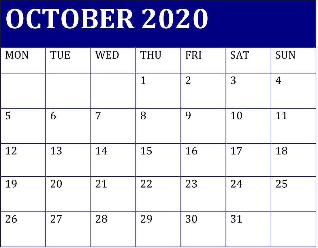 October 2020 Blank Calendar Number 1103x859 Wallpaper Teahub Io