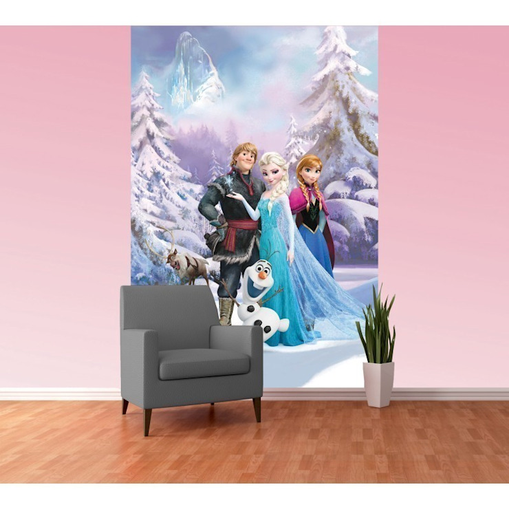 1wall Frozen Wall Deco Wallpaper Mural - Frozen Olaf Anna Elsa - HD Wallpaper 