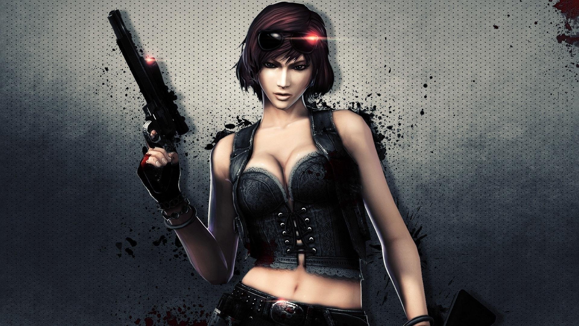 Digital Art Woman Guns - HD Wallpaper 