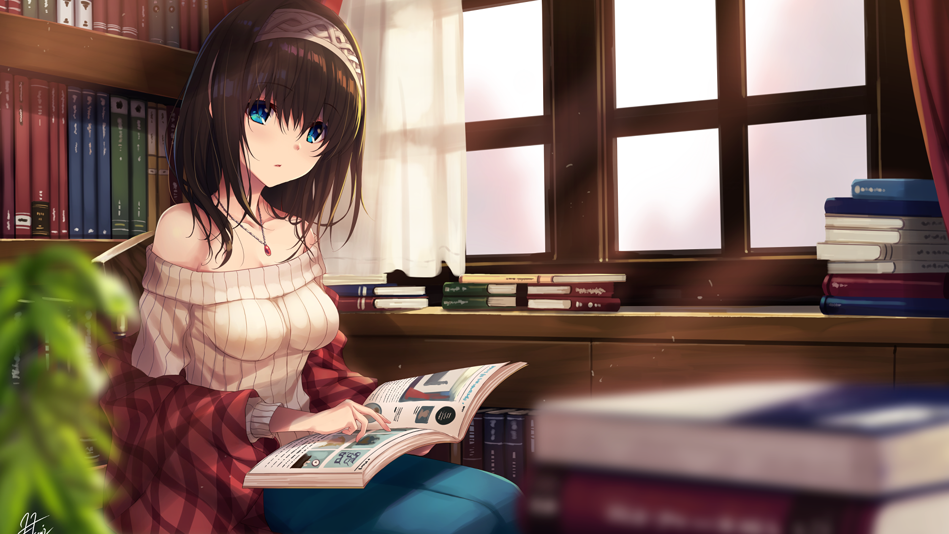 The Idolmaster Sagisawa Fumika Reading Books Short Female Blue