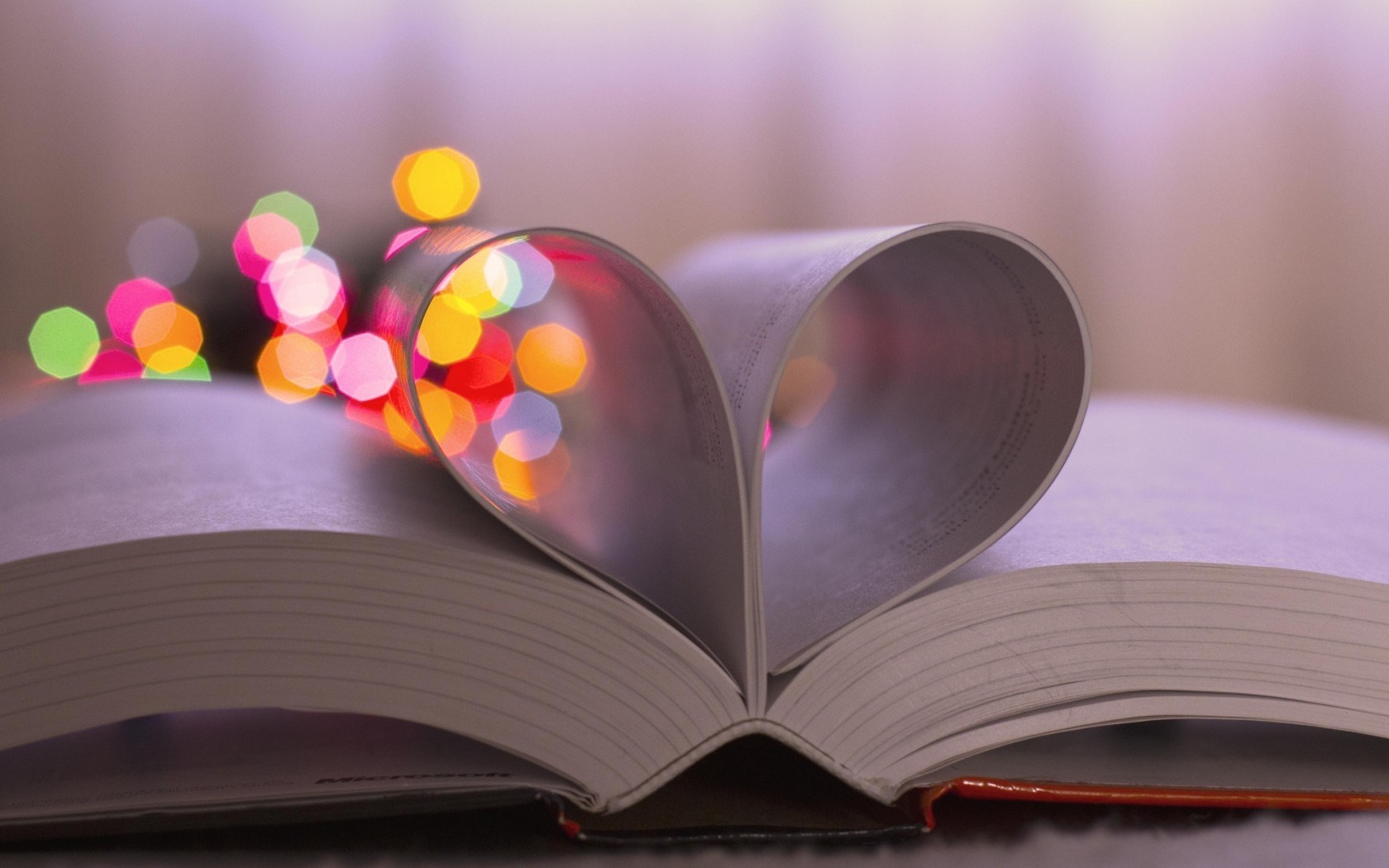 Book Pages Heart Bokeh Lights - Book Page Heart - HD Wallpaper 