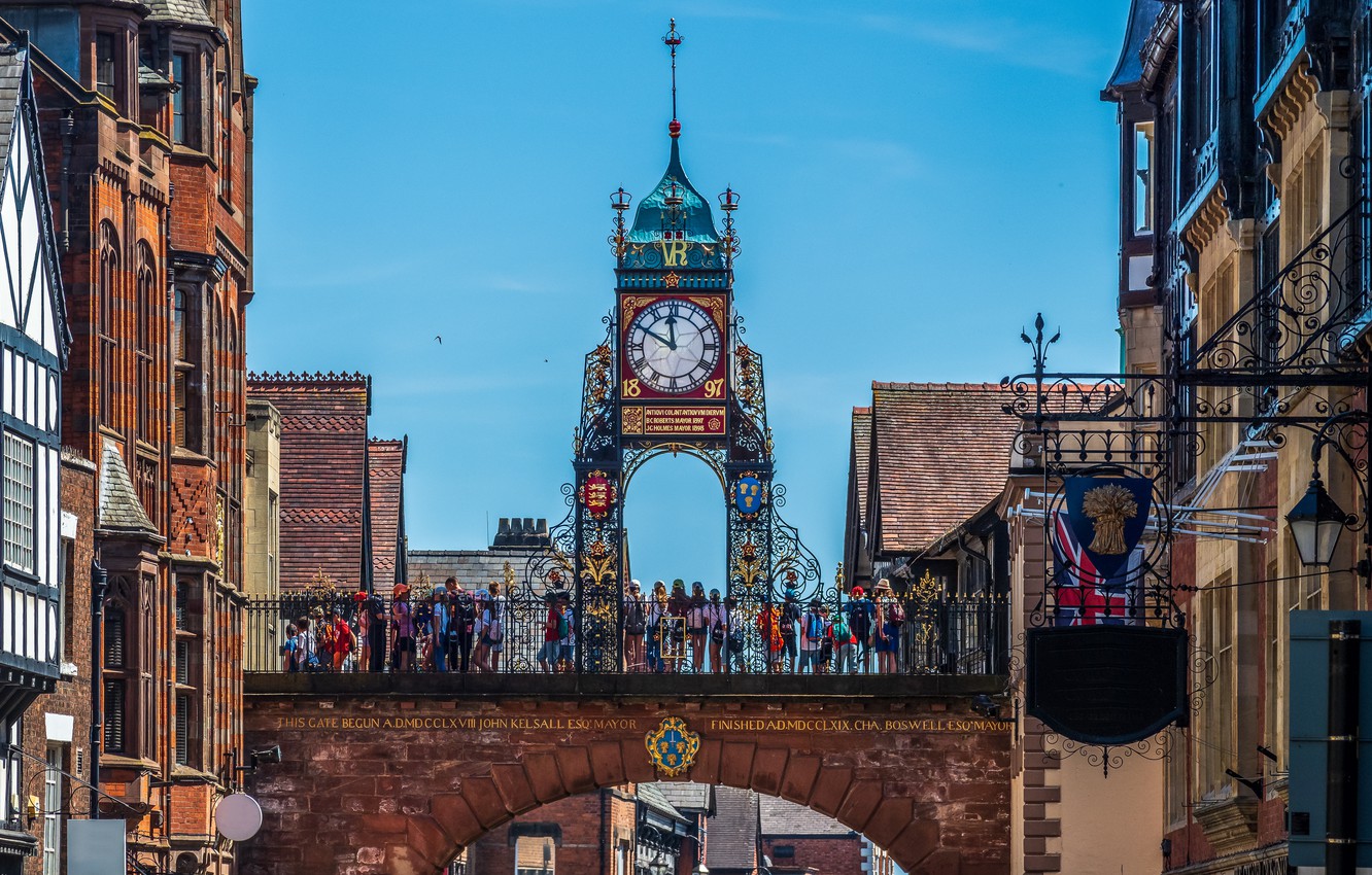 Photo Wallpaper The City, Watch, Uk, Chester, Chester, - Eastgate Clock - HD Wallpaper 