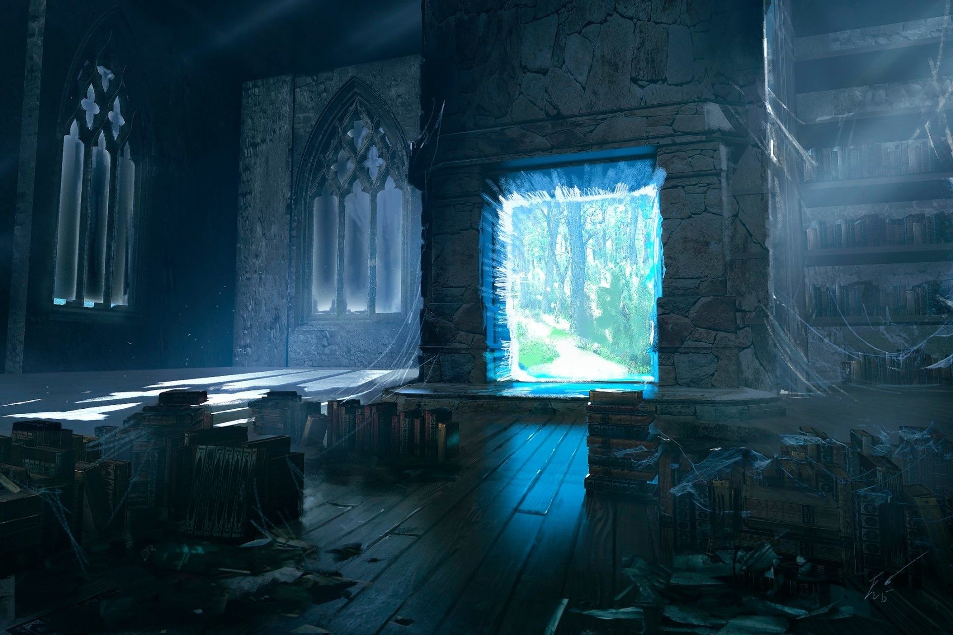 Fantasy Art Portal Room - HD Wallpaper 