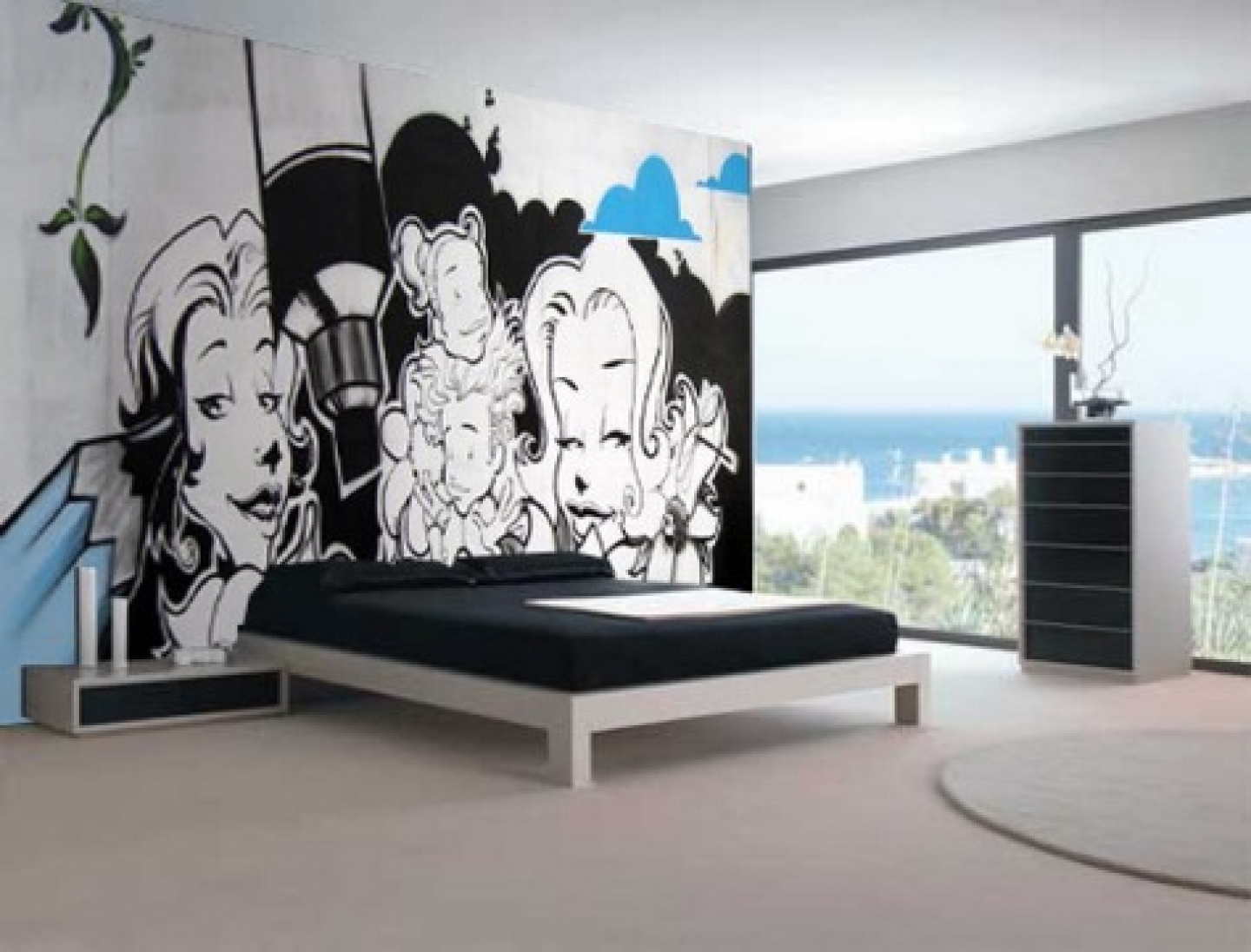 Elegant Unique Wallpaper For Wall Amazing Design Bedroom - Room Design Graffiti - HD Wallpaper 