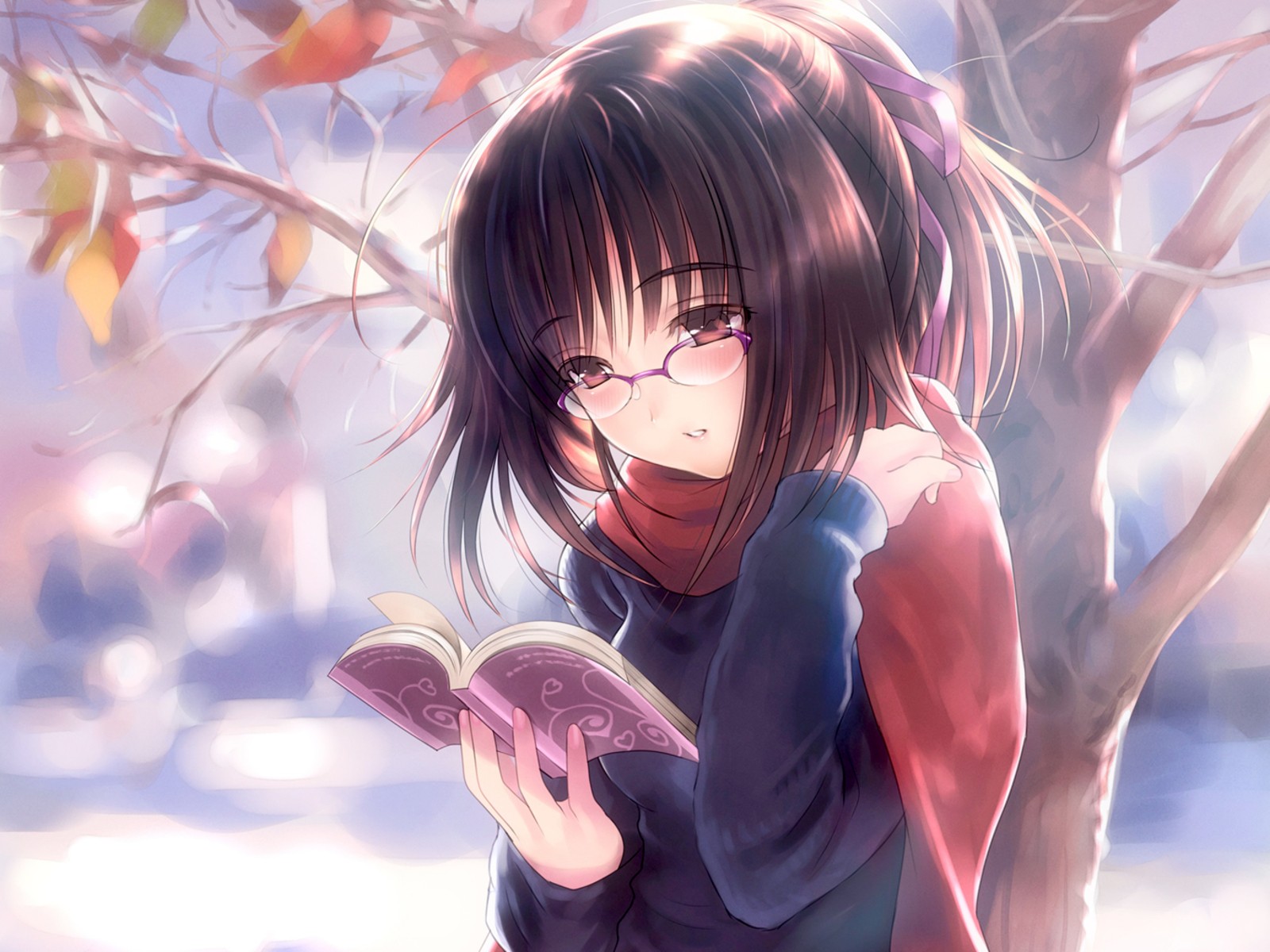 Wallpaper - Anime Girl Wearing Glasses - HD Wallpaper 