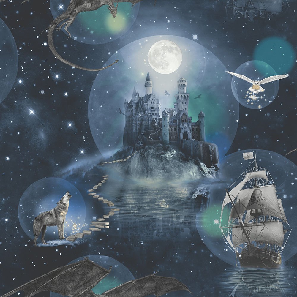 Blue Magical Kingdom Wallpaper Harry Potter Inspired - Moon Wall Paper