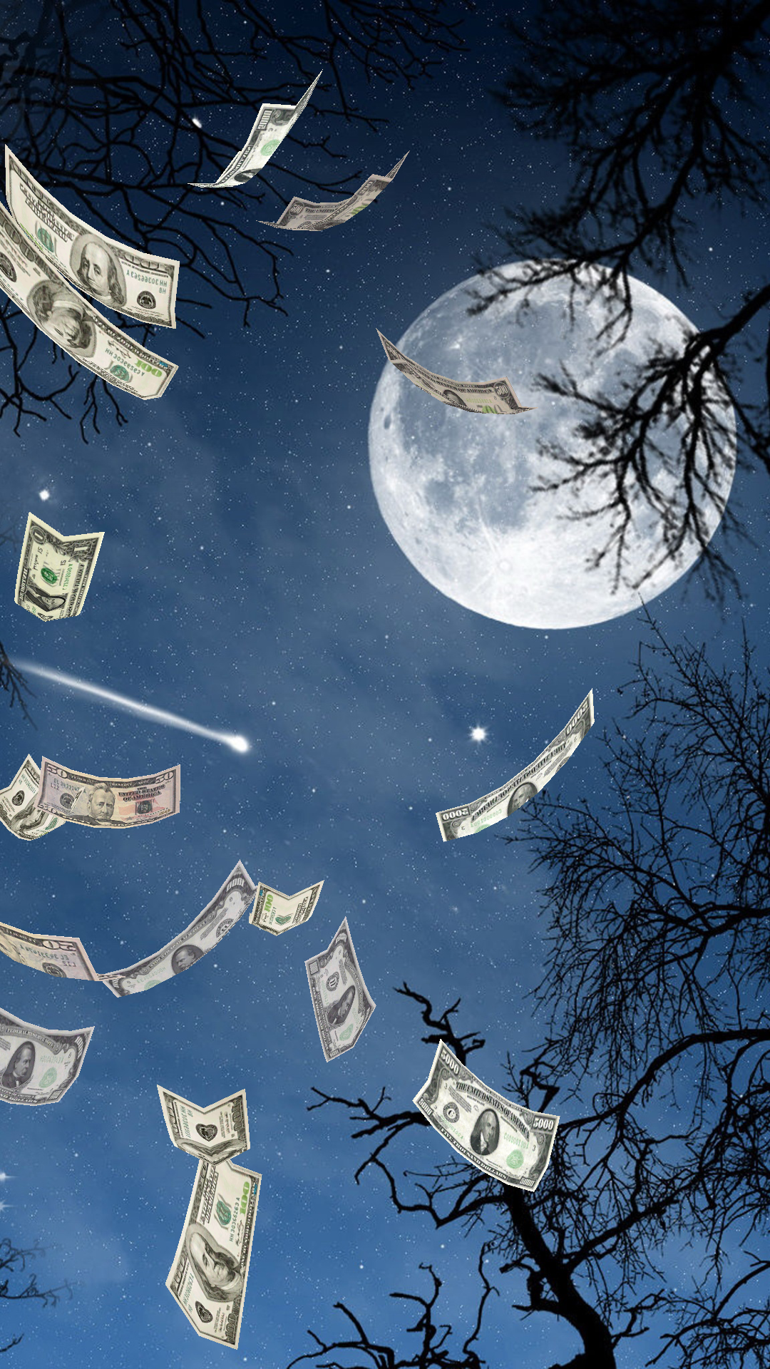 Meteor Shower During Full Moon - HD Wallpaper 