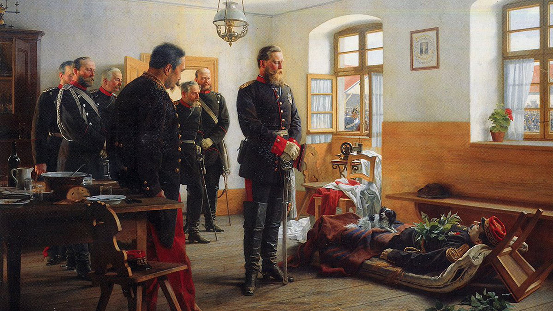 Men S Black And Red Uniforms, Anton Von Werner, History, - Anton Von Werner A Billet Outside Paris - HD Wallpaper 