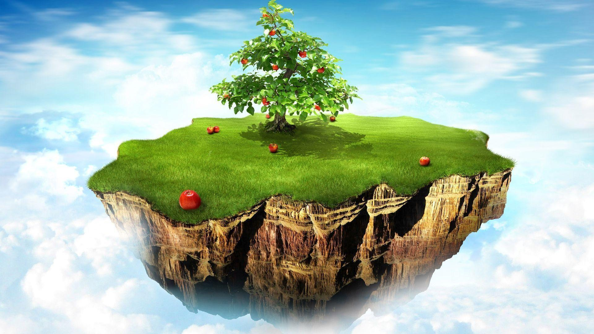 Full Hd 3d Wallpapers Free Download - Apple Tree - HD Wallpaper 