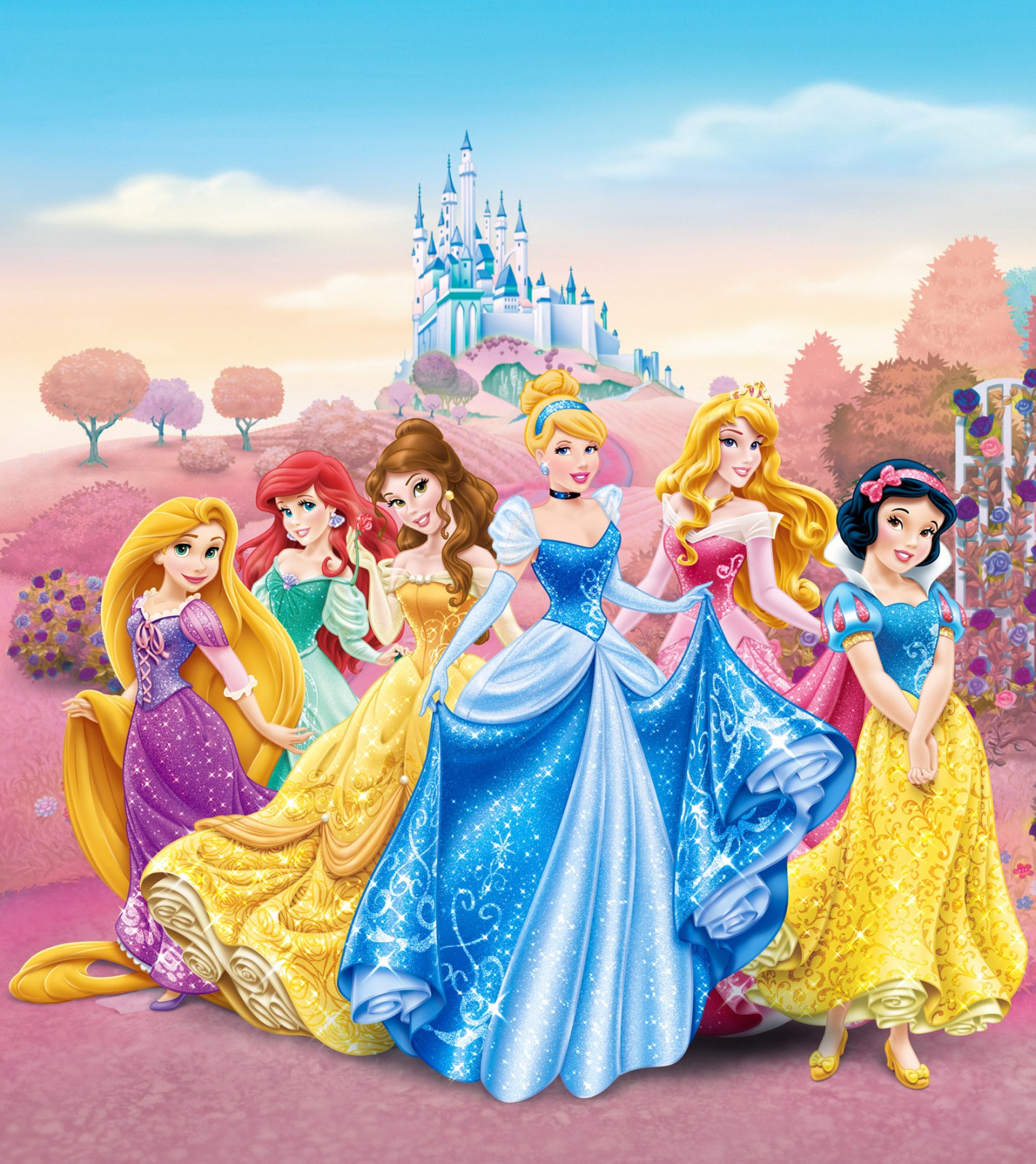 Disney Princess With Castle - HD Wallpaper 