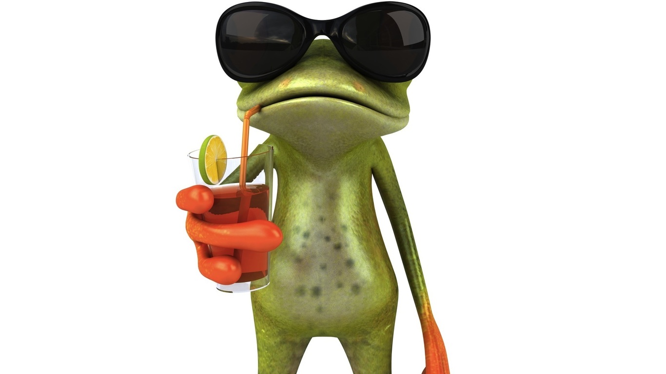 Coctel, Frog, Graphics, Glasses, Free Frog 3d, Juice - 3d Animated Frog - HD Wallpaper 