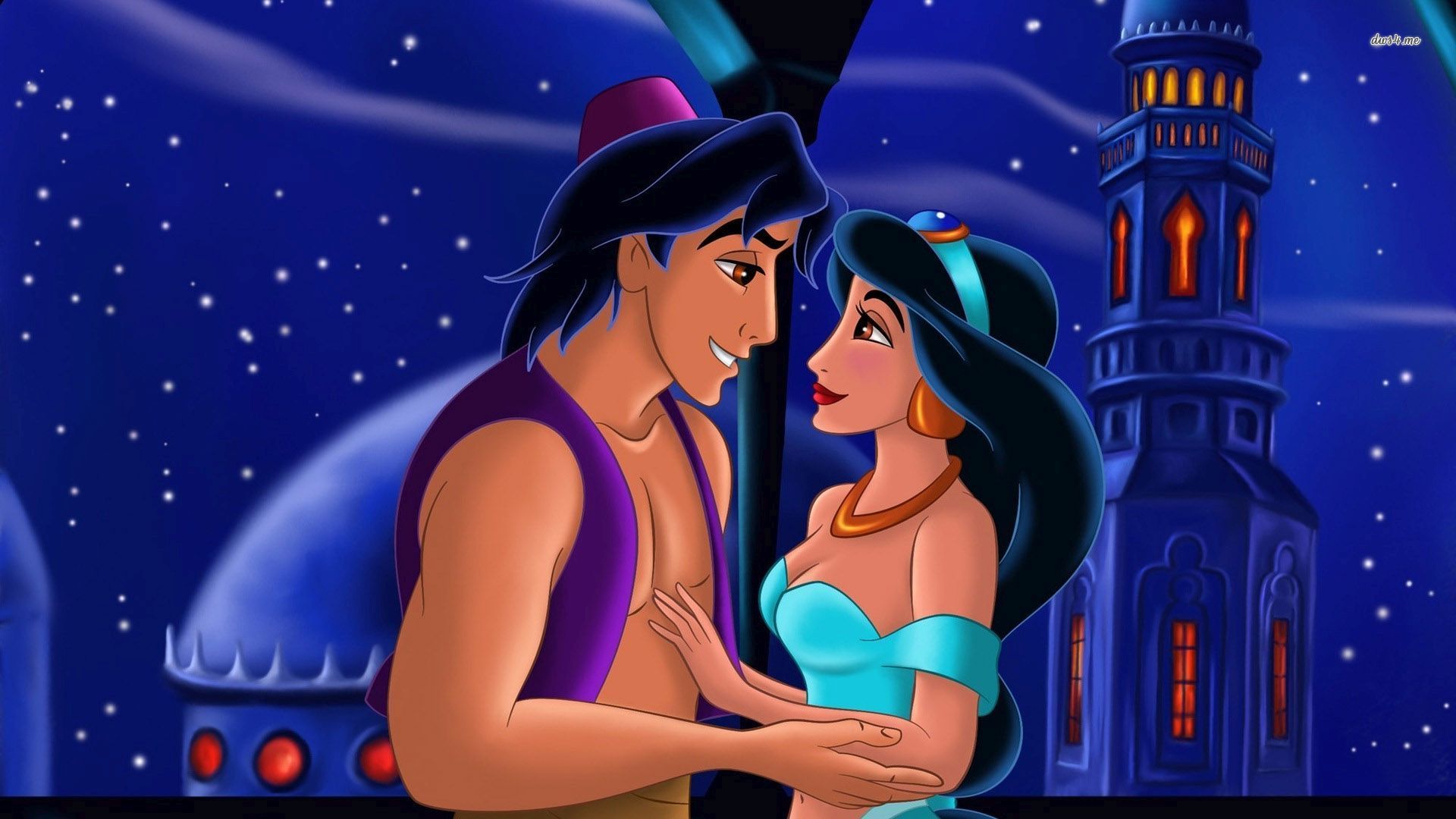 Disney Princess Jasmine And Aladdin - HD Wallpaper 