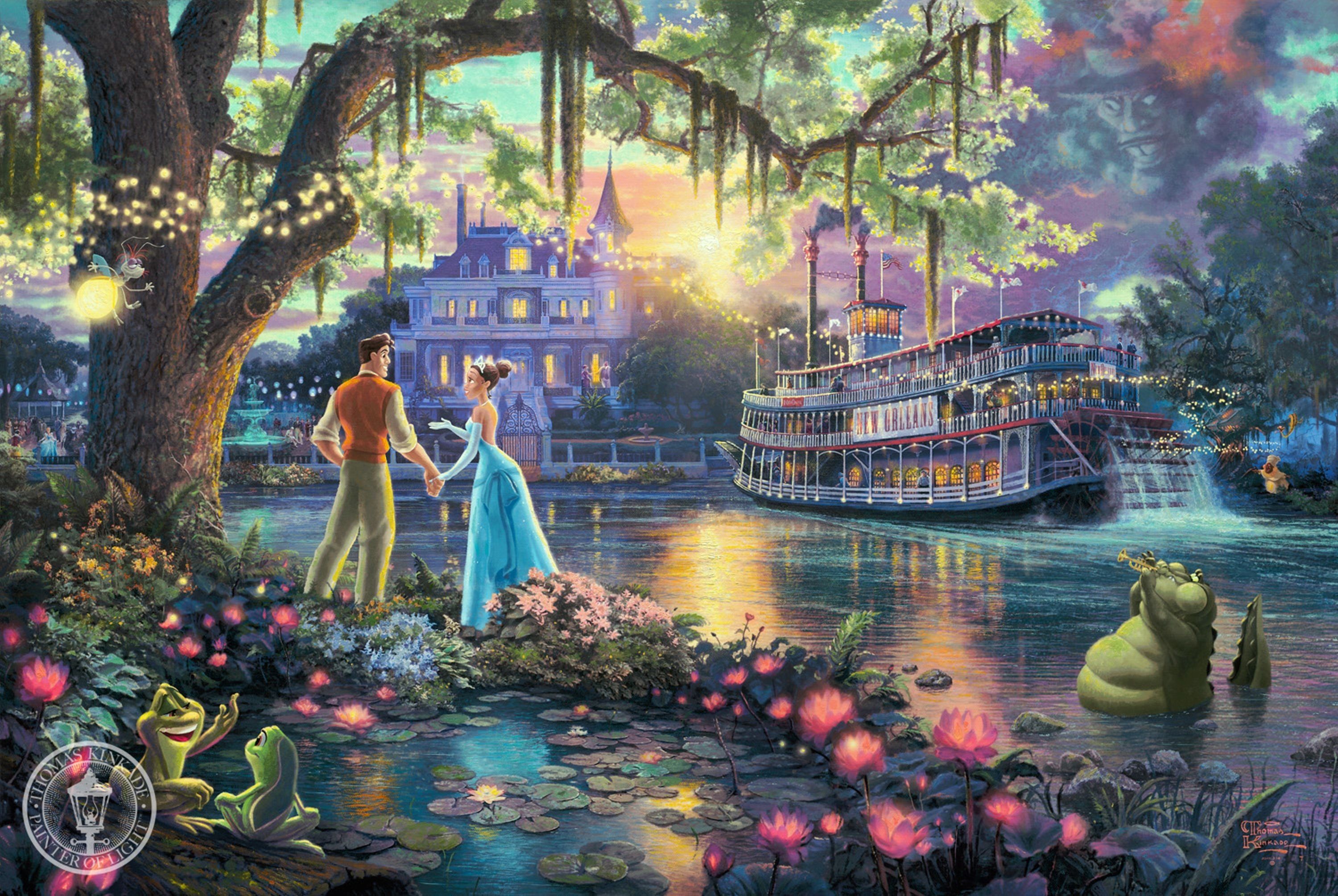 Thomas Kinkade The Princess And The Frog Disney Art - HD Wallpaper 
