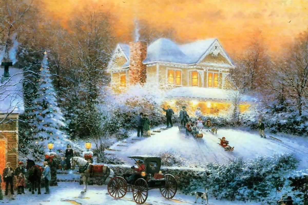 Thomas Kinkade Christmas Wallpapers - Thomas Kinkade Disney Christmas - HD Wallpaper 