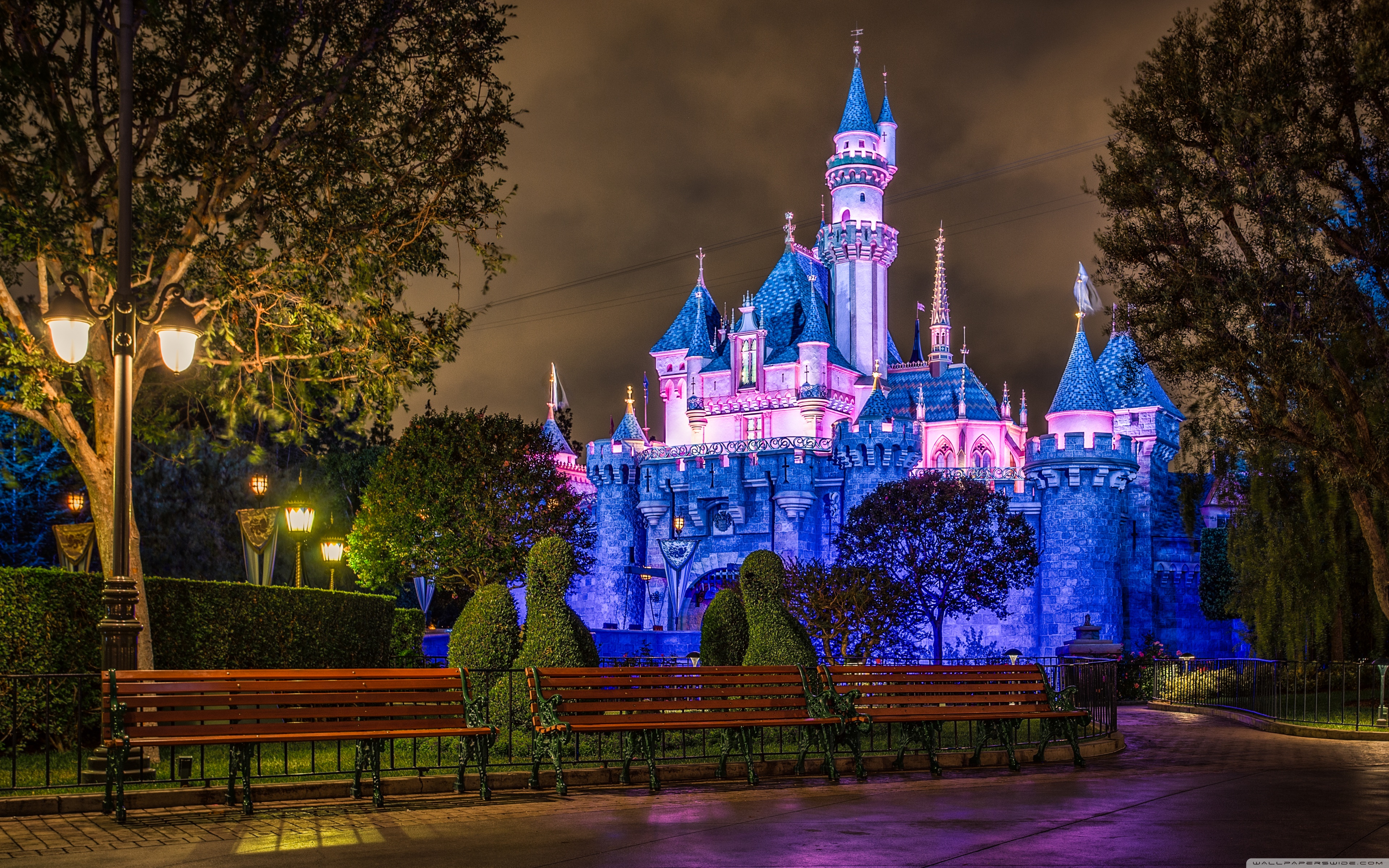 Disney Castle Night View - HD Wallpaper 