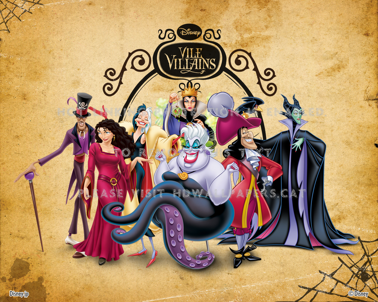 Disney Villains Captain Hook Ursula Cartoon - Disney Halloween Facebook Covers - HD Wallpaper 