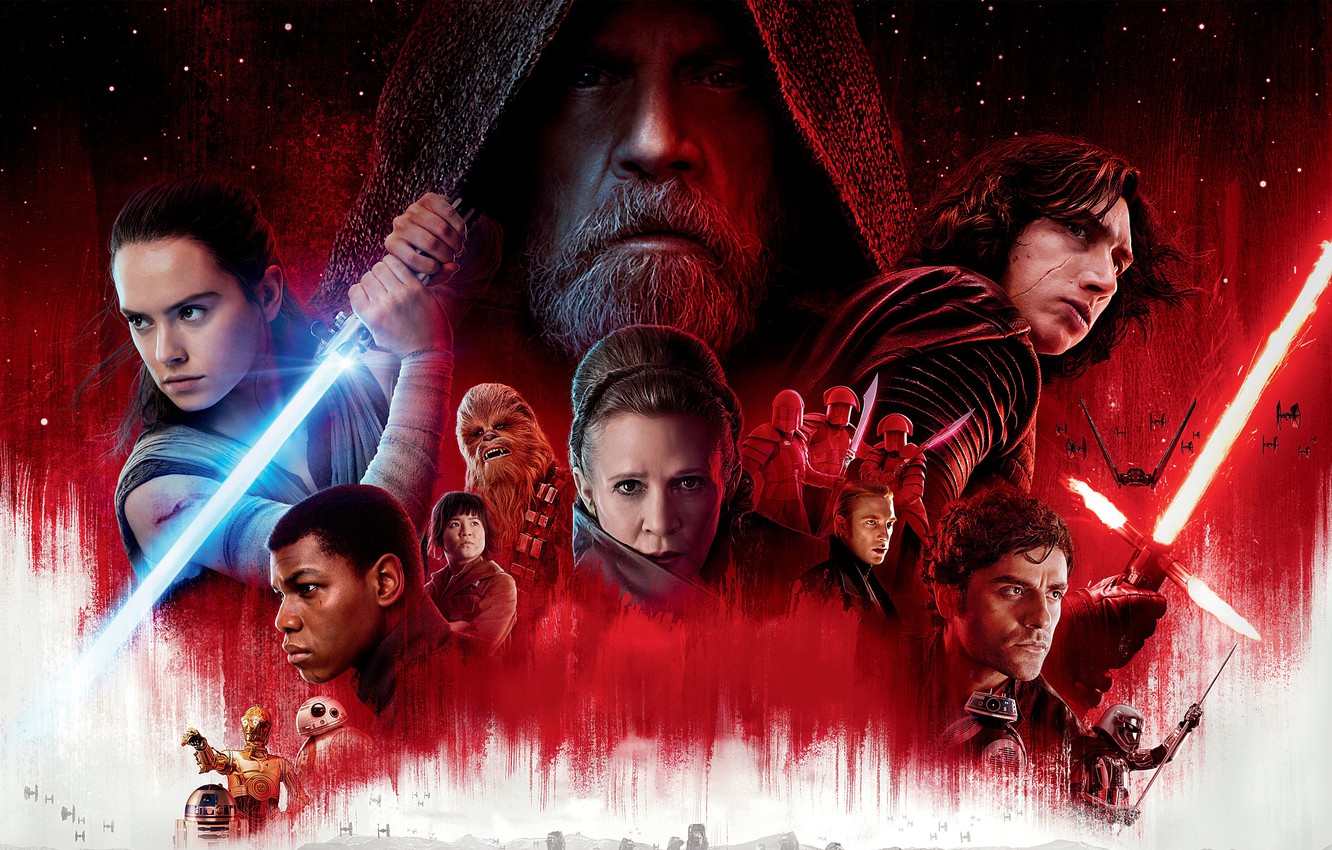 Photo Wallpaper Red, Background, Fiction, Collage, - Star Wars The Last Jedi 4k - HD Wallpaper 