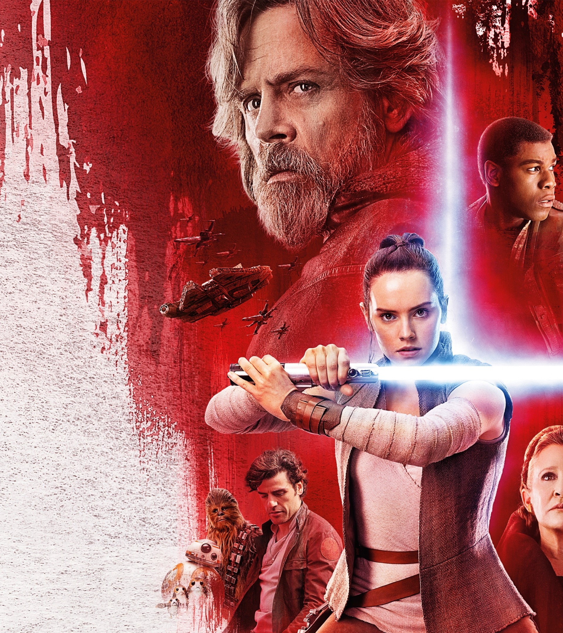 The Last Jedi, Daisy Ridley, Mark Hamill, Carrie Fisher - Star Wars 8 Background - HD Wallpaper 