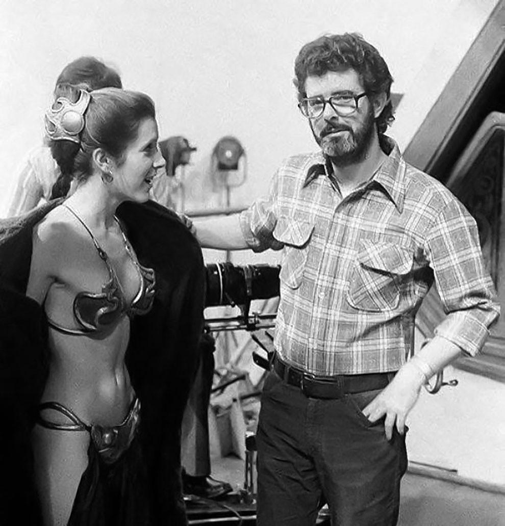Carrie Fisher And George Lucas - HD Wallpaper 