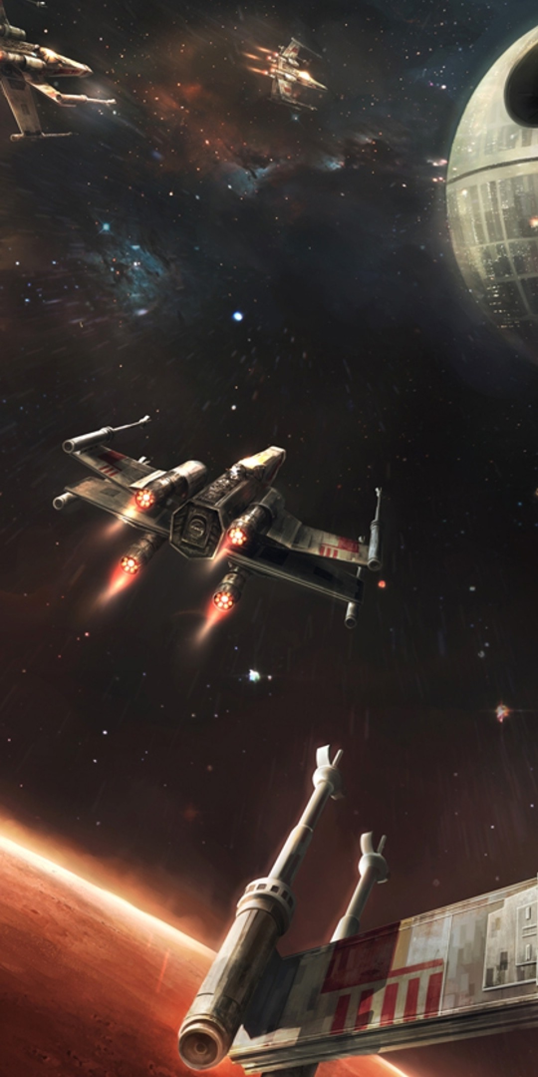 Star Wars, Death Star, X-wing, Galaxy, Planet - Star Wars X Wing Wallpaper Iphone - HD Wallpaper 