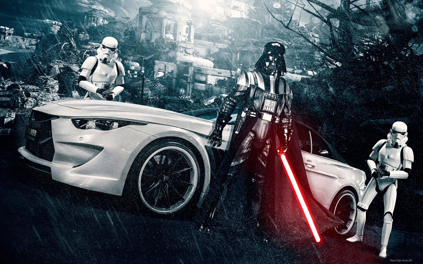 Wallpaper Darth Vader Lightsaber Mazda Heavy Rain - Darth Vader In Car - HD Wallpaper 