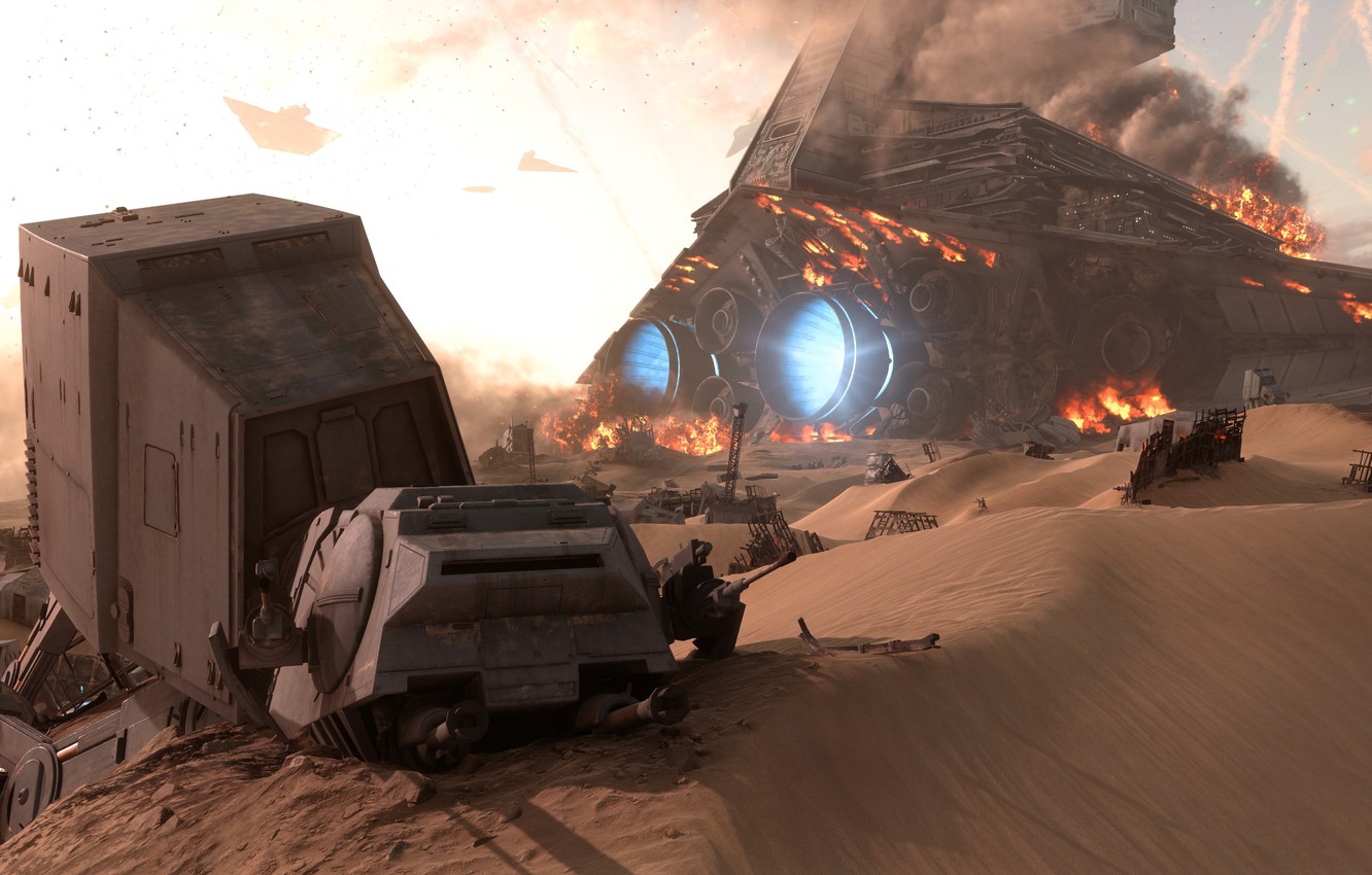 Photo Wallpaper Desert, Battle, Shooter, Star Wars - Star Wars Wallpaper Battlefront 2 Desert - HD Wallpaper 