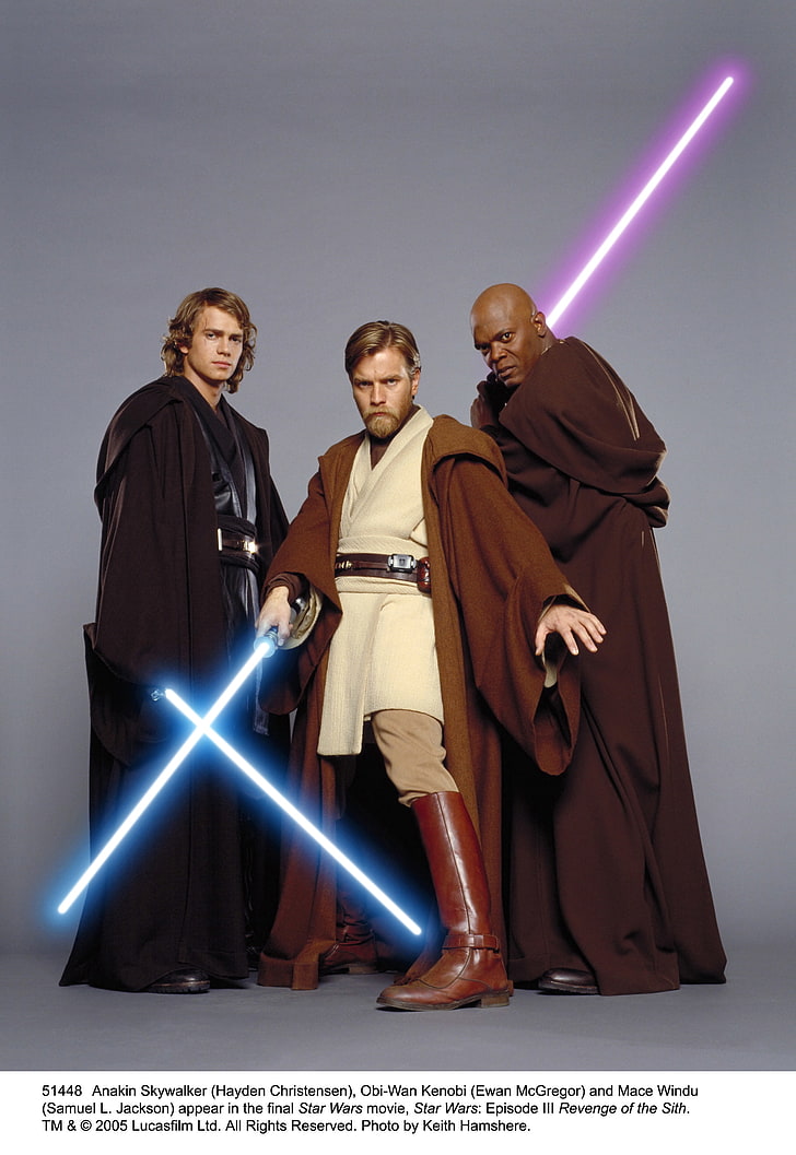 Anakin Obi Wan And Mace Windu - HD Wallpaper 