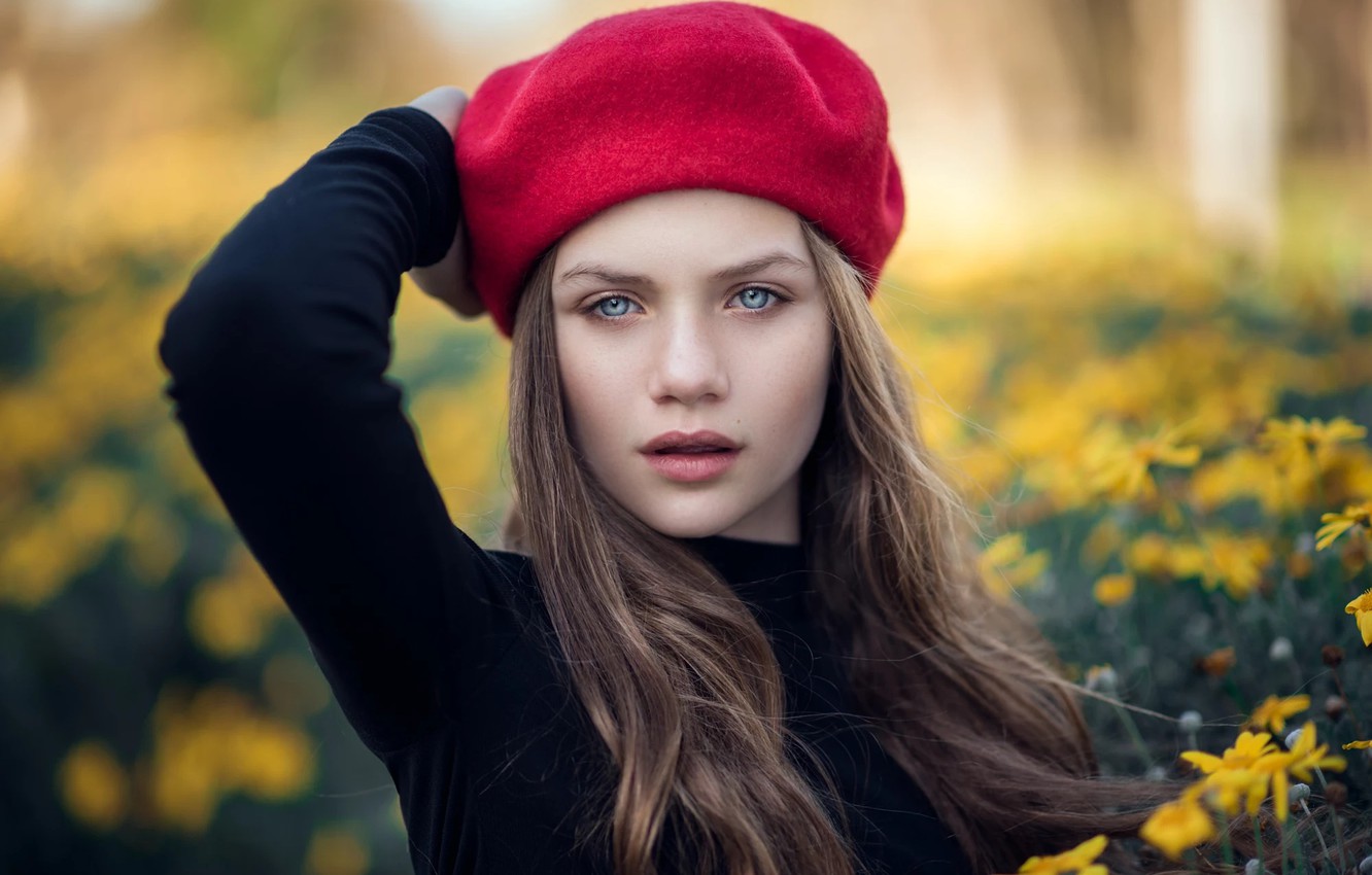 Photo Wallpaper Eyes, Look, Girl, Flowers, Takes, Zubair - Girl - HD Wallpaper 