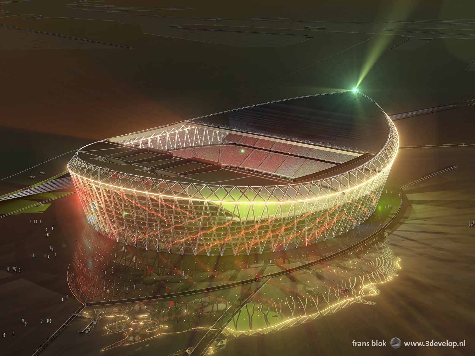 The Barge At Night, Artist Impression Of The New Feyenoord - New Feyenoord Stadium - HD Wallpaper 