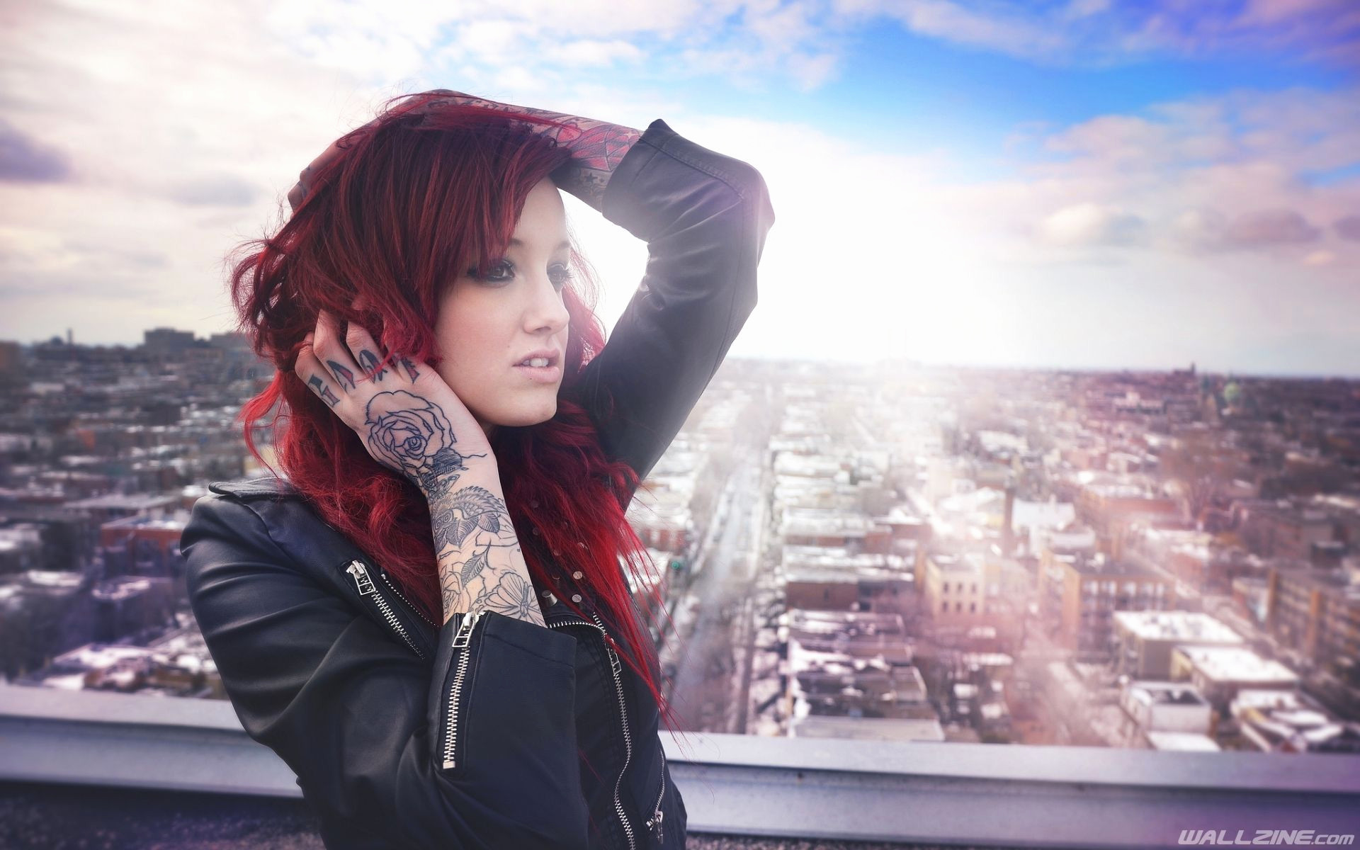 Tribal Hairstyles Long Hair Luxury Vanessa Tattoo Girl - Red Hair Tattoo Girl - HD Wallpaper 