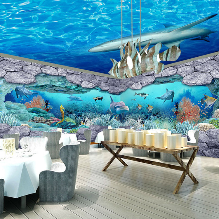 3d Under Sea Word Wallpaper Used Hotel Decorative Mural - Under The Sea Decoration Tunnel - HD Wallpaper 