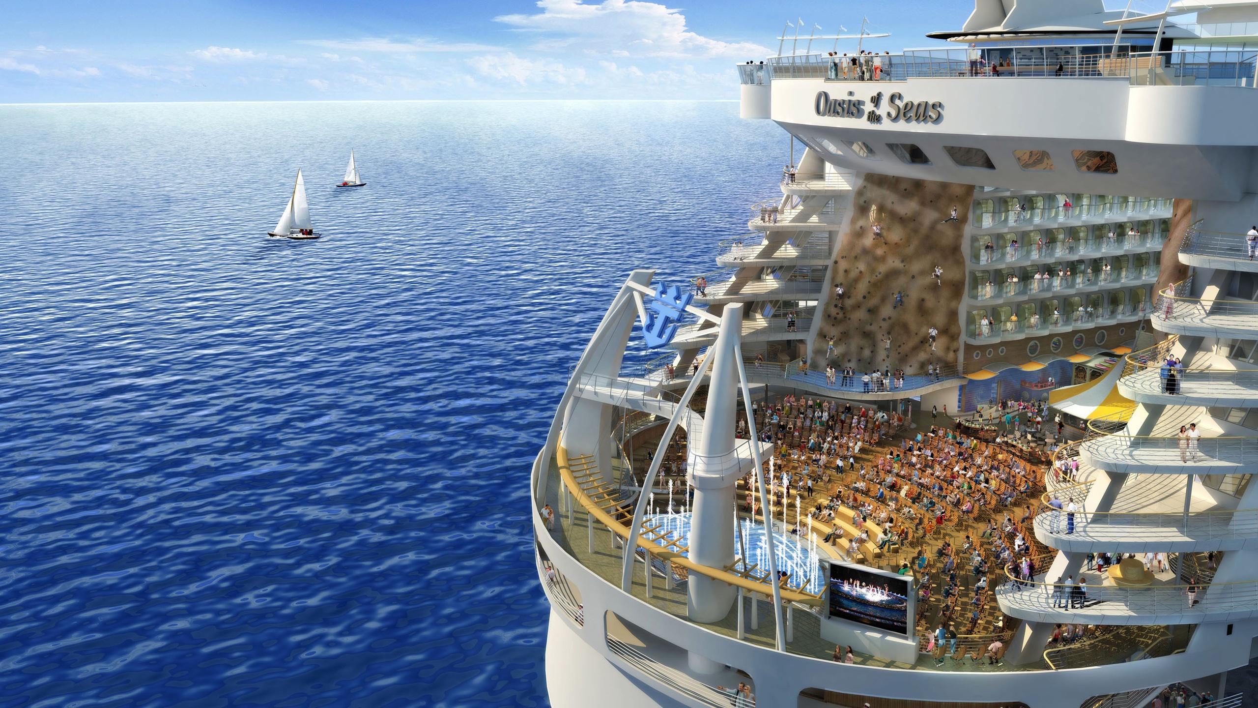 Wallpaper 3d Sea And Passenger Ships - Royal Caribbean Largest Ship 2018 - HD Wallpaper 