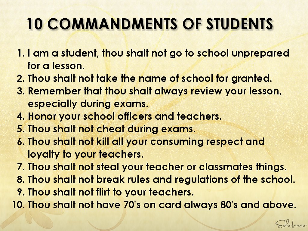10 Commandments For Students - HD Wallpaper 