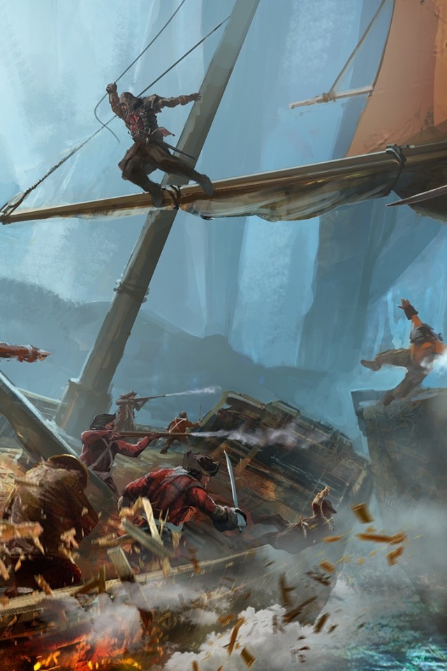 Assassin S Creed Rogue, Ships, Battle, Artwork - Assassin's Creed Rogue - HD Wallpaper 