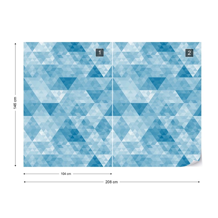 Modern Geometric Triangle Design Blue Wallpaper Mural - Kreativ Falak - HD Wallpaper 