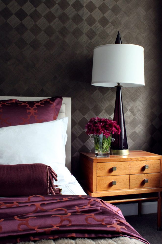 Maya Romanoff Wallpaper Bedroom Transitional With Drum - Bedroom - HD Wallpaper 